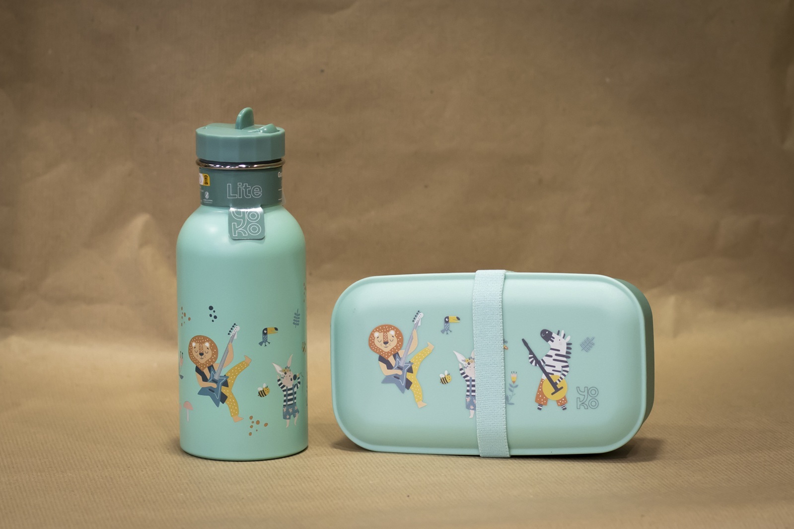 Gourde + boite enfants vert - Réseaux